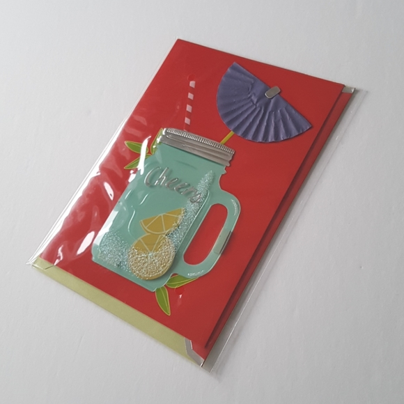 2 pcs C R Gibson Luxury Card Cheers Glass Umbrella (1 Card with Envelope) - Picture 13 of 14